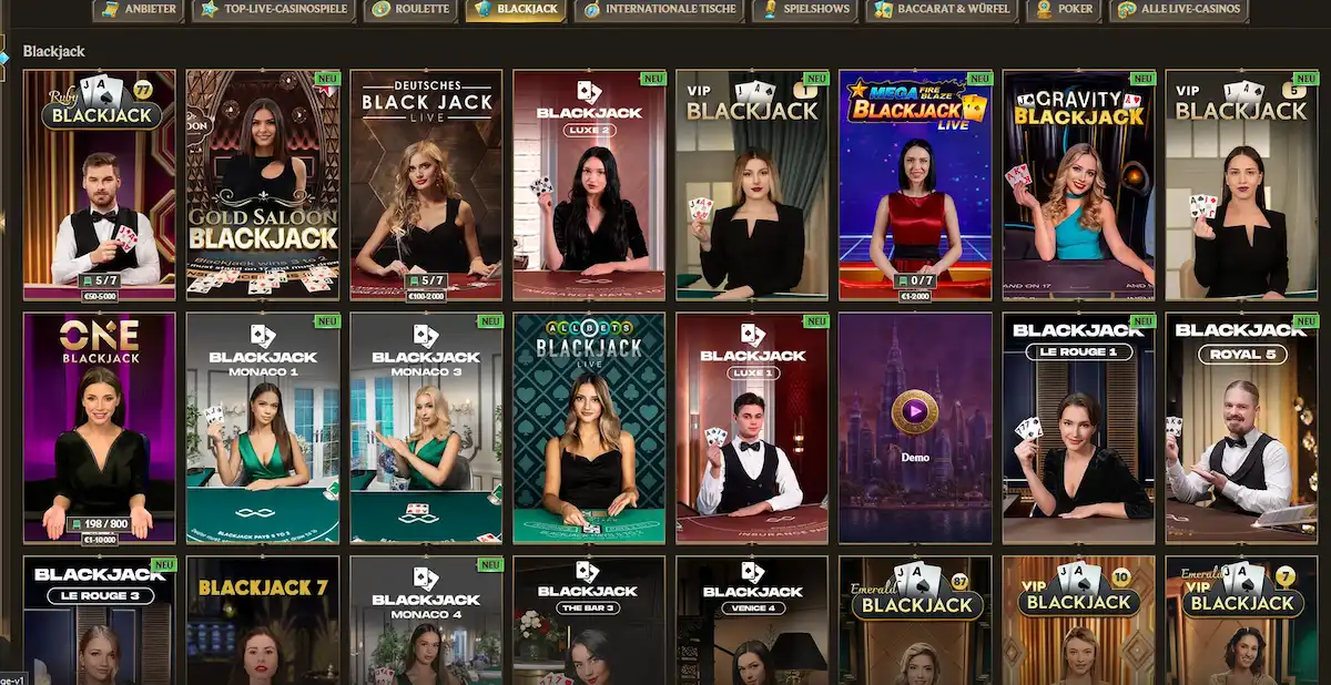 Realz Casino Live Blackjack – Echtzeit-Tische mit professionellen Dealern